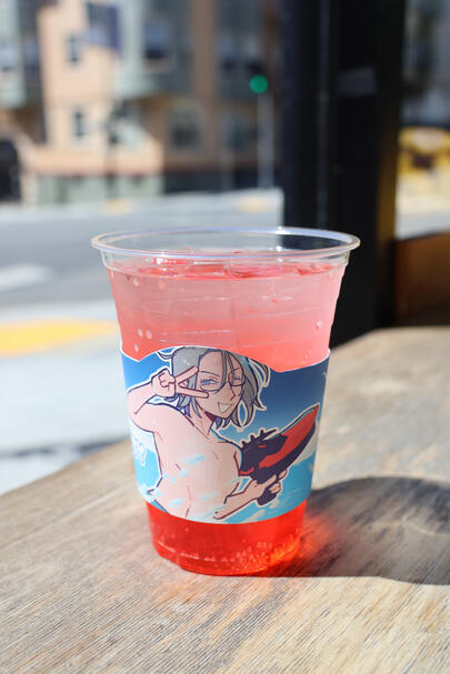 My cupsleeve design for Eito's Beach Party! Photo credits to [Ale](https://lartedale.carrd.co/) :)